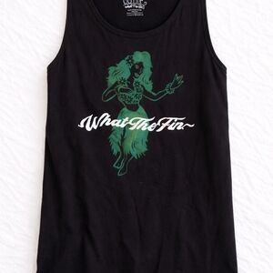 Black Tank Top with Tropical Green Design